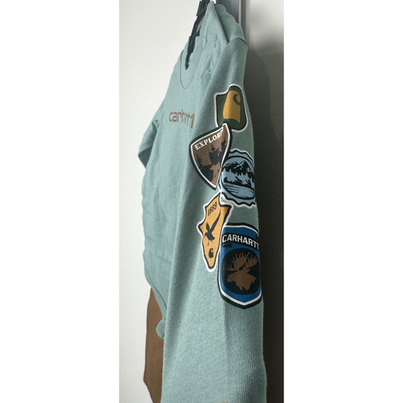 NEW CARTER'S Boys 2 Piece Set Canvas Overalls and Blue LS Shirt 6M Farm A18 - Picture 4 of 5